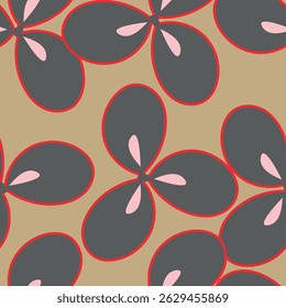 Seamless floral pattern, cute botanical print with isolated plants. Pretty flower design with hand drawn wild botany: large chamomiles, small flowers on branches, leaves on a pink background. Vector.
