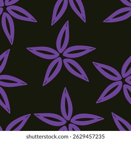 Seamless floral pattern, cute botanical print with isolated plants. Pretty flower design with hand drawn wild botany: large chamomiles, small flowers on branches, leaves on a pink background. Vector.

