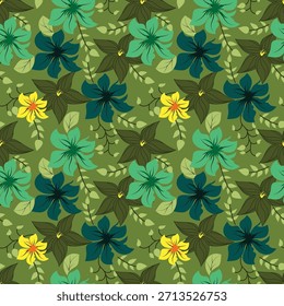 Nahtloses Blumenmuster, süßer botanischer Druck mit isolierten Pflanzen. Hübsches Blumendesign mit handgezeichneter wilder Botanik: große Kamillen, kleine Blumen auf Ästen, Blätter auf rosafarbenem Hintergrund. Vektor.
