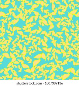 Seamless floral pattern with cute cartoon color leafs, doodle original vector drawing