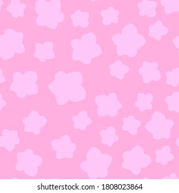 Seamless floral pattern with cute cartoon color flowers, doodle original vector drawing