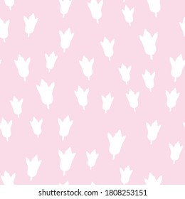 Seamless floral pattern with cute cartoon color flowers, doodle original vector drawing