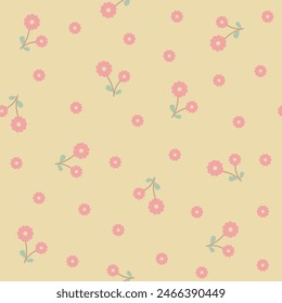 Patrón floral sin costura con la flor de dibujos animados linda. Motivos esparcidos al azar. Ramas de flores. Impresión de primavera o verano para tela, envoltura, textil, Fondo de pantalla, tarjeta, regalo de papel, caja del teléfono, papelería.