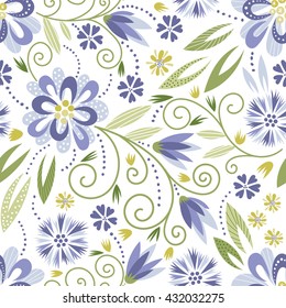 Seamless floral pattern. Cute colorful vector seamless background