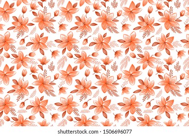 Seamless floral pattern with cute decorative flowers and leaves vector illustration