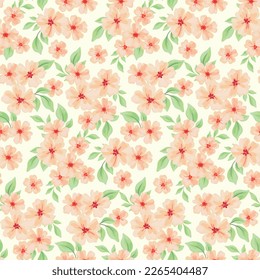 Patrón floral sin foco, tirita tierna con suave botánica primaveral. Diseño botánico moderno con pequeñas plantas dibujadas a mano: flores, hojas sobre un fondo blanco. Ilustración vectorial.