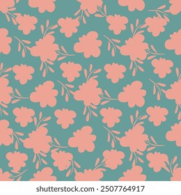 Seamless floral pattern, cute ditsy print with rustic motif. Pretty botanical design with small hand drawn flowers, sunflower, leaves on a light gentle background. Vector illustration.