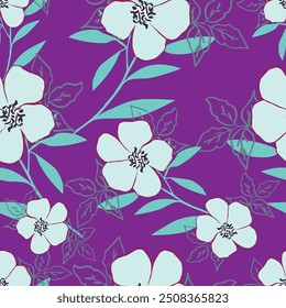Seamless floral pattern, cute ditsy print with rustic motif. Pretty botanical design with small hand drawn flowers, sunflower, leaves on a light gentle background. Vector illustration.