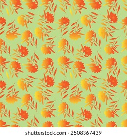 Padrão floral contínuo, impressão ditsy bonito com motivo rústico. Design botânico bonito com pequenas flores desenhadas à mão, girassol, folhas em um fundo suave e leve. Ilustração vetorial.