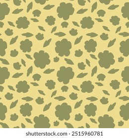 Seamless floral pattern, cute ditsy print with small pink flowers, leaves on purple background. Pretty botanical design for fabric, paper and other surfaces. Vector illustration.