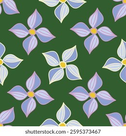 Seamless floral pattern, cute ditsy print with pretty spring, summer flora. Liberty botanical design with small hand drawn plants: simple flowers, leaves on white background. Vector illustration