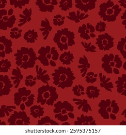 Seamless floral pattern, cute ditsy print with pretty spring, summer flora. Liberty botanical design with small hand drawn plants: simple flowers, leaves on white background. Vector illustration