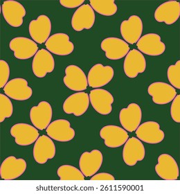 Seamless floral pattern, cute ditsy print with simple decorative plants. Pretty botanical surface design: small hand drawn flowers, leaves, colorful meadow on a blue background. Vector illustration.