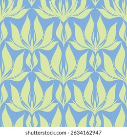Seamless floral pattern, cute ditsy print with liberty spring botany. Pretty botanical design with small hand drawn wild plants: flowers, tiny twigs leaves on a blue background. Vector illustration