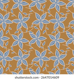 Padrão floral contínuo, impressão ditsy bonito, ornamento abstrato de flores de arte decorativa de desenhos animados. Projeto botânico: pequenas flores desenhadas à mão, folhas, buquês simples. Ilustração vetorial bonita.
