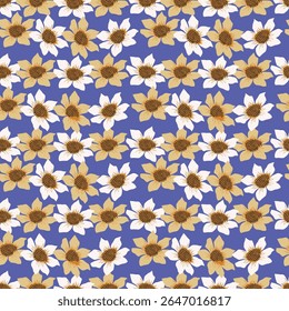 Patrón floral sin fisuras, lindo estampado elegante, adorno abstracto de flores de arte decorativo de dibujos animados. Diseño botánico: Pequeñas flores dibujadas a mano, hojas, ramos simples. Bonita Ilustración vectorial.
