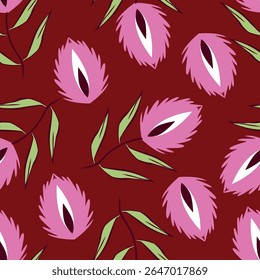 Patrón floral sin fisuras, lindo estampado elegante, adorno abstracto de flores de arte decorativo de dibujos animados. Diseño botánico: Pequeñas flores dibujadas a mano, hojas, ramos simples. Bonita Ilustración vectorial.
