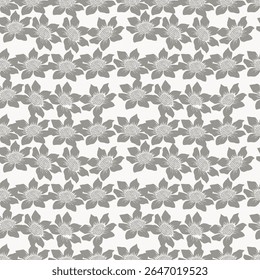 Seamless floral pattern, cute ditsy print, abstract ornament of cartoon decorative art flowers. Botanical design: small hand drawn flowers, leaves, simple bouquets. Pretty vector illustration.
