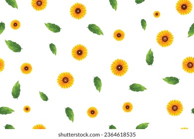 Seamless floral pattern, cute flower print. Pretty flower and leaf pattern  design for fabric, wallpaper. small hand drawn plants, a white background. Vector illustration.
