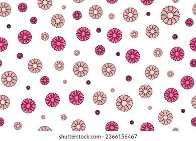 Seamless floral pattern, cute flower print. Pretty flower and leaf pattern design for fabric, wallpaper. small hand drawn plants, a white background. Vector illustration.