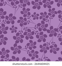 Padrão floral perfeito, impressão de flor bonito com botânica de primavera. Projeto bastante exigente: plantas selvagens desenhadas à mão: flores pequenas, folhas em um arranjo abstrato em um fundo claro. Ilustração vetorial