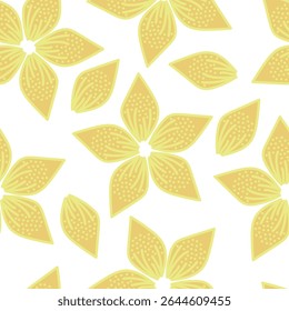 Seamless floral pattern, cute flower print with spring botany. Pretty ditsy design: hand drawn wild plants: small flowers, leaves in an abstract arrangement on a light background. Vector illustration