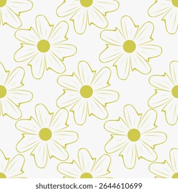 Padrão floral perfeito, impressão de flor bonito com botânica de primavera. Projeto bastante exigente: plantas selvagens desenhadas à mão: flores pequenas, folhas em um arranjo abstrato em um fundo claro. Ilustração vetorial