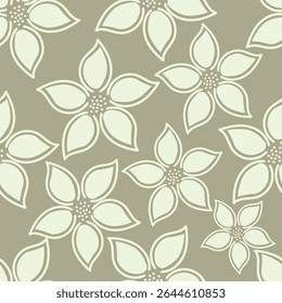 Padrão floral perfeito, impressão de flor bonito com botânica de primavera. Projeto bastante exigente: plantas selvagens desenhadas à mão: flores pequenas, folhas em um arranjo abstrato em um fundo claro. Ilustração vetorial