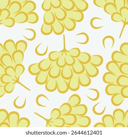 Padrão floral perfeito, impressão de flor bonito com botânica de primavera. Projeto bastante exigente: plantas selvagens desenhadas à mão: flores pequenas, folhas em um arranjo abstrato em um fundo claro. Ilustração vetorial