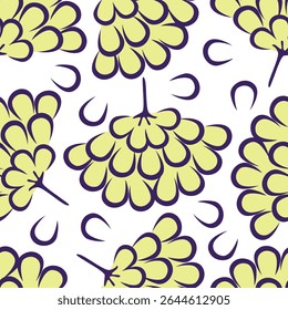 Seamless floral pattern, cute flower print with spring botany. Pretty ditsy design: hand drawn wild plants: small flowers, leaves in an abstract arrangement on a light background. Vector illustration