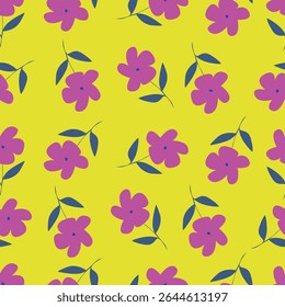 Padrão floral perfeito, impressão de flor bonito com botânica de primavera. Projeto bastante exigente: plantas selvagens desenhadas à mão: flores pequenas, folhas em um arranjo abstrato em um fundo claro. Ilustração vetorial