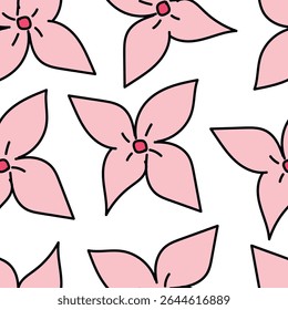 Seamless floral pattern, cute flower print with spring botany. Pretty ditsy design: hand drawn wild plants: small flowers, leaves in an abstract arrangement on a light background. Vector illustration
