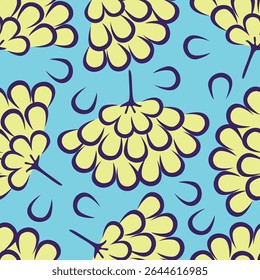 Padrão floral perfeito, impressão de flor bonito com botânica de primavera. Projeto bastante exigente: plantas selvagens desenhadas à mão: flores pequenas, folhas em um arranjo abstrato em um fundo claro. Ilustração vetorial