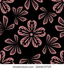 Seamless floral pattern, cute flower print with spring botany. Pretty ditsy design: hand drawn wild plants: small flowers, leaves in an abstract arrangement on a light background. Vector illustration