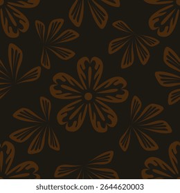 Seamless floral pattern, cute flower print with spring botany. Pretty ditsy design: hand drawn wild plants: small flowers, leaves in an abstract arrangement on a light background. Vector illustration