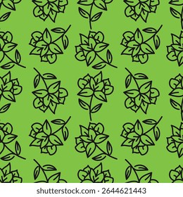Padrão floral perfeito, impressão de flor bonito com botânica de primavera. Projeto bastante exigente: plantas selvagens desenhadas à mão: flores pequenas, folhas em um arranjo abstrato em um fundo claro. Ilustração vetorial