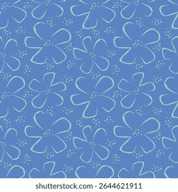 Padrão floral perfeito, impressão de flor bonito com botânica de primavera. Projeto bastante exigente: plantas selvagens desenhadas à mão: flores pequenas, folhas em um arranjo abstrato em um fundo claro. Ilustração vetorial