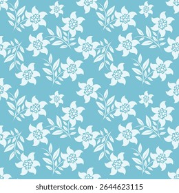 Padrão floral perfeito, impressão de flor bonito com botânica de primavera. Projeto bastante exigente: plantas selvagens desenhadas à mão: flores pequenas, folhas em um arranjo abstrato em um fundo claro. Ilustração vetorial