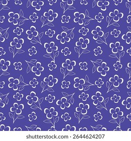 Patrón floral sin fisuras, impresión linda de la flor con la botánica de la primavera. Diseño bastante elegante: plantas silvestres dibujadas a mano: flores Pequeñas, hojas en un arreglo abstracto sobre un fondo claro. Ilustración vectorial