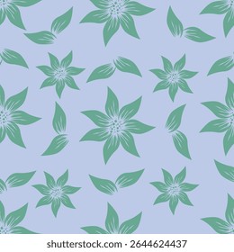 Seamless floral pattern, cute flower print with spring botany. Pretty ditsy design: hand drawn wild plants: small flowers, leaves in an abstract arrangement on a light background. Vector illustration