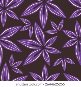 Seamless floral pattern, cute flower print with spring botany. Pretty ditsy design: hand drawn wild plants: small flowers, leaves in an abstract arrangement on a light background. Vector illustration