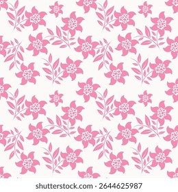 Padrão floral perfeito, impressão de flor bonito com botânica de primavera. Projeto bastante exigente: plantas selvagens desenhadas à mão: flores pequenas, folhas em um arranjo abstrato em um fundo claro. Ilustração vetorial