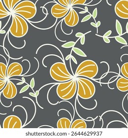 Padrão floral perfeito, impressão de flor bonito com botânica de primavera. Projeto bastante exigente: plantas selvagens desenhadas à mão: flores pequenas, folhas em um arranjo abstrato em um fundo claro. Ilustração vetorial