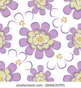 Padrão floral perfeito, impressão de flor bonito com botânica de primavera. Projeto bastante exigente: plantas selvagens desenhadas à mão: flores pequenas, folhas em um arranjo abstrato em um fundo claro. Ilustração vetorial