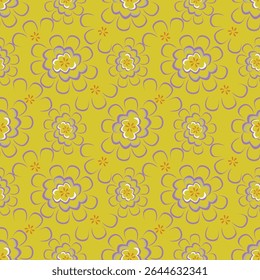 Padrão floral perfeito, impressão de flor bonito com botânica de primavera. Projeto bastante exigente: plantas selvagens desenhadas à mão: flores pequenas, folhas em um arranjo abstrato em um fundo claro. Ilustração vetorial