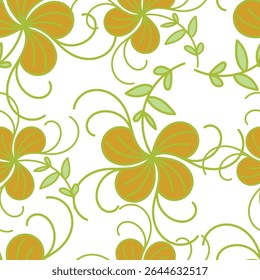 Padrão floral perfeito, impressão de flor bonito com botânica de primavera. Projeto bastante exigente: plantas selvagens desenhadas à mão: flores pequenas, folhas em um arranjo abstrato em um fundo claro. Ilustração vetorial