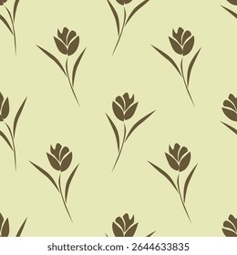 Seamless floral pattern, cute flower print with spring botany. Pretty ditsy design: hand drawn wild plants: small flowers, leaves in an abstract arrangement on a light background. Vector illustration