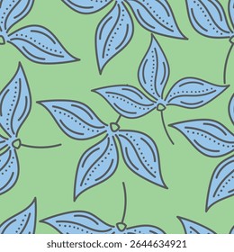 Padrão floral perfeito, impressão de flor bonito com botânica de primavera. Projeto bastante exigente: plantas selvagens desenhadas à mão: flores pequenas, folhas em um arranjo abstrato em um fundo claro. Ilustração vetorial