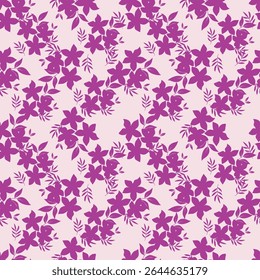 Padrão floral perfeito, impressão de flor bonito com botânica de primavera. Projeto bastante exigente: plantas selvagens desenhadas à mão: flores pequenas, folhas em um arranjo abstrato em um fundo claro. Ilustração vetorial