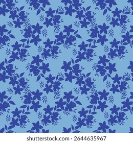 Padrão floral perfeito, impressão de flor bonito com botânica de primavera. Projeto bastante exigente: plantas selvagens desenhadas à mão: flores pequenas, folhas em um arranjo abstrato em um fundo claro. Ilustração vetorial